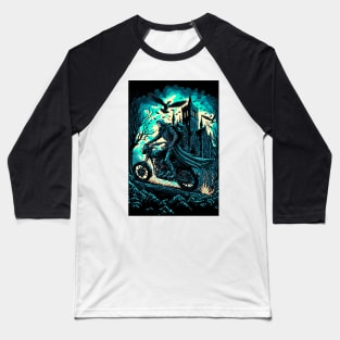 Skeleton Riding Motorbike Baseball T-Shirt